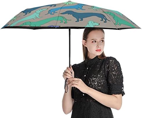 Dachshund Dogs 3 Folds Viagem Umbrella Anti-Uvrove Guarda Automática Automática da moda ABRIA