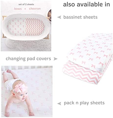 Baby Crib Sheets Girl 2 Pack | Jersey Cotton Cribt Sheet Set e crianças pequenas lençóis | Lençóis de berço rosa da menina | Berço padrão e criança do colchão de colchão 28 x 52 polegadas