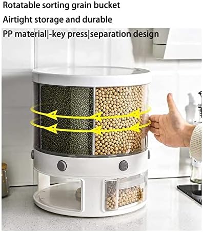Caixa de cereal selada rotativa, dispensador de arroz grande recipiente de grãos selados, recipiente de armazenamento de arroz
