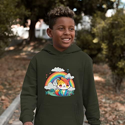 Fox Graphic Kids 'Sponge Fleece Hoodie - Capuz de Kids Impresso - Capuz do Rainbow para Crianças