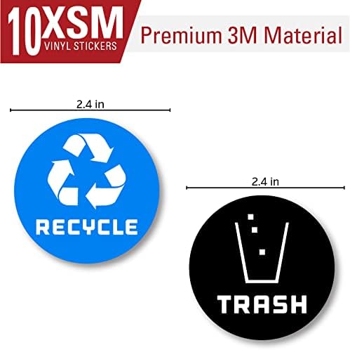 10 Logotipo de reciclagem de embalagem e lata de lixo para organizar seu lixo - para latas de lixo, recipientes de lixo e lixeiras - decalque de vinil premium