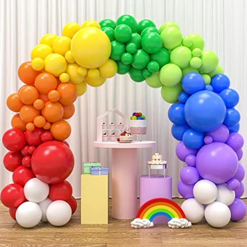 Joyypop Rainbow Balloon Garland Arch Kit 131pcs 8 Balões coloridos variados guirlanda de balão de festas multicolorantes