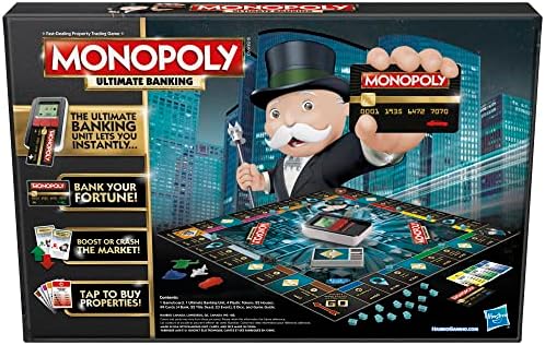 Monopoly Ultimate Banking Edition Board Game for Families e crianças de 8 anos ou mais, Unidade Bancária Eletrônica