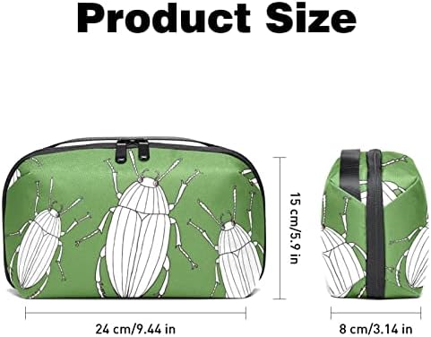 Bolsa de bolsas portáteis de organizações eletrônicas desenhadas besouros verdes de armazenamento de cabo para discos rígidos,