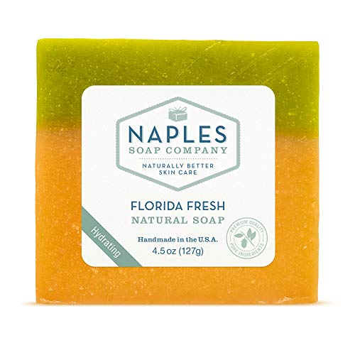 NAPLES SOAP Company Manteiga de karité natural e barra de sabão de azeite-barra de sabão rica em antioxidantes hidrata naturalmente para a pele suave e flexível-sem ingredientes nocivos-Florida Fresh, 4,5 oz