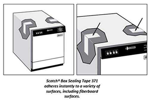 Scotch 64413 Case Box Sealing Tape 371, 144 mm x 914 m, borracha, transparente