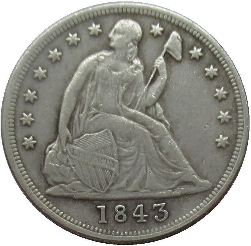 US $ 1 bandeira 1843 Moeda comemorativa de réplica banhada de prata