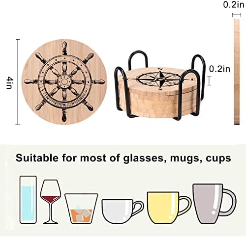 Coasters de bambu para bebidas Design engraçado Conjunto de 6 pacotes de bambu natural com fértil hold drink coster