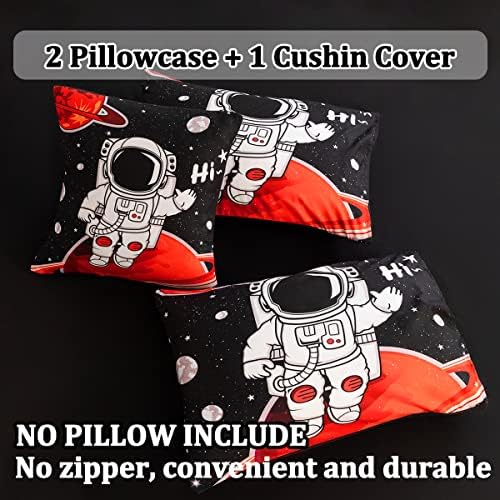 Edredom de rainha da tasselly com folha, astronauta espacial preto coloca a cama em uma bolsa queen 6 pcs consolador
