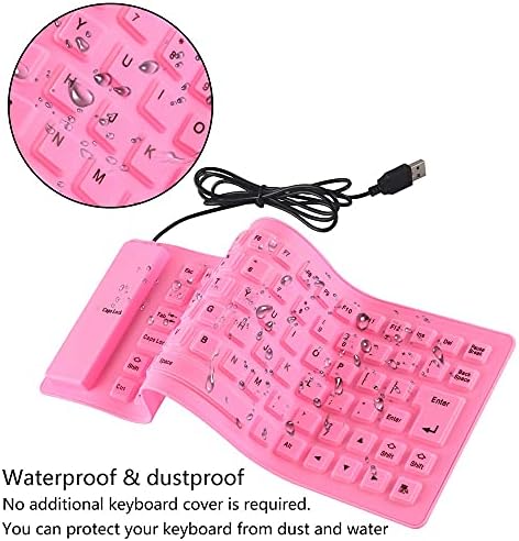 MJWDP Mini teclado de computador USB de computador dobrável flexível portátil Pink Silicone Silf Smin Slim Dobring