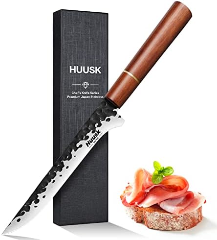 Faca de desossa de Huusk, faca de filete forjada à mão de 7 polegadas, faca de açougueiro de alto carbono para carne de carbono