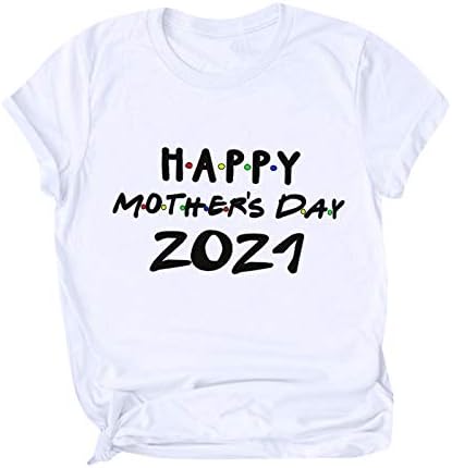 Vermers Mulheres Dia das Mães Letra de Manga Curta T-shirt Impresso Tops de blusa solta