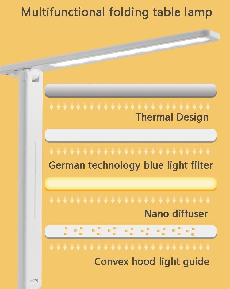 Lâmpada de mesa de LED com porta de carregamento USB, luz de leitura para cuidar para os olhos com 3 modelo de iluminação, luminária