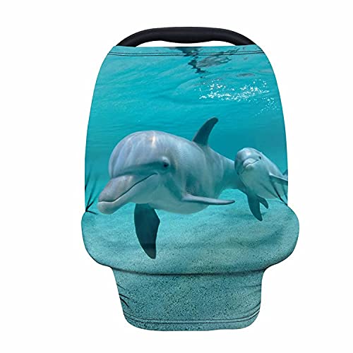 Presente Oceano Oceano 3D Dolphin Decorativo Cover de assento de carro decorado para bebês, cobertura de enfermagem Tampa de amamentação,