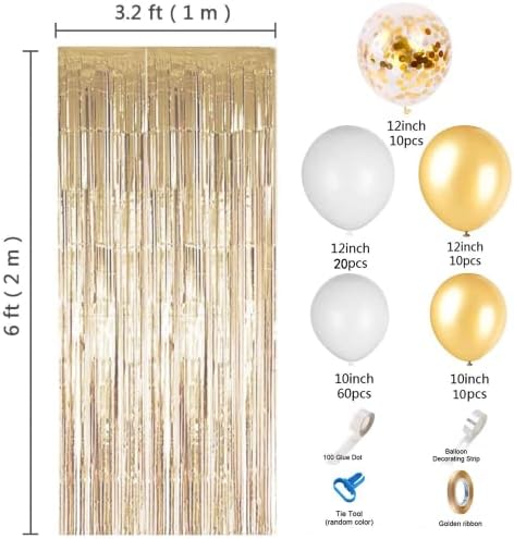 Joyypop White Gold Balloon Garland Kit com Balões de ouro de ouro de ouro