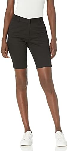 Izod Women's Juniors Uniform Bermuda Shorts, estilo magro com fechamento de gancho e olho, tecido de sarja