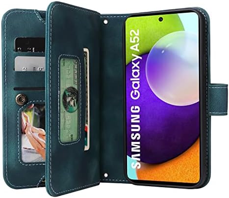 Caixa de carteira de capa de telefone Hongliang Compatível com Samsung Galaxy A72 4G/5G, capa de lampe de telefone fino de couro PU, suporte magnético da caixa de proteção W Tolder de cartão+mangas de estojo de protetor de dinheiro (colo (colo
