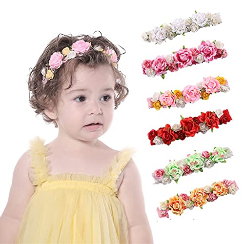 Joyeee Baby Girl Floral Head Bands, 6 PCs Colorido Flor Elastic Hair Band Acessórios para Cabelo para Cabelos Produtos para Bebê Produtos Cuidados Para Cabelos Cuidados Para Cabelo, Garland de Casamento, Presentes de chá de bebê
