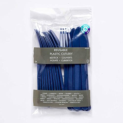 AMScan 9915411-209 Conjunto de talheres misto azul marinho, Navyblue