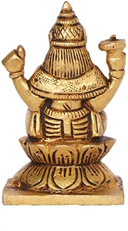 Kalarambh Brass Sentado Vishnu para o escritório em casa Mandir Decor Itens de presente de artesanato colecionável, amarelo, 1,9