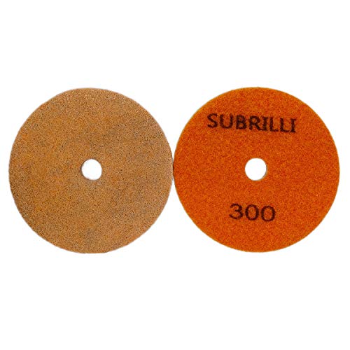 Subrilli 3 polegadas Diamante Polishing Fiber Polishing Polish 300 Grit 2-Pack para Limpeza de polimento de pedra artificial em