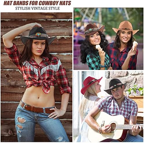 10pcs cowboy chapéu de cowboy bando substituto artesanal cinturões de chapéu ocidental para palha feltro chapéus fedora panamá