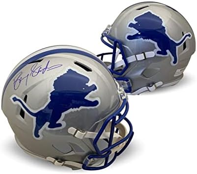Barry Sanders autografou Detroit Lions assinado capacete de futebol em tamanho real JSA - Capacetes NFL autografados