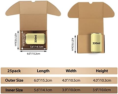 RLAVBL 6X4X4 Caixas de remessa, caixa de papelão corrugada marrom para embalar pequenas empresas, 25 pacote