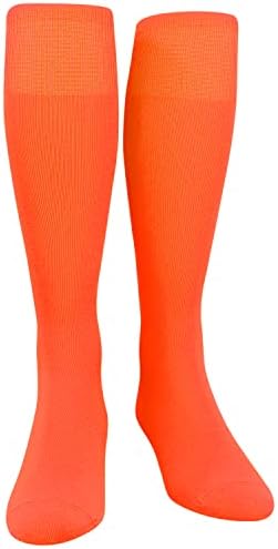 Pear Sox Ultralite Knee High Long Baseball Football Futebol Tube Socks, Neon Orange