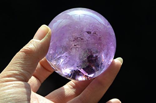 Real Tibete Himalaia Alta Altitude Clear Amethyst Purple Crystal Quartz Ball Sphere Orb 2,32 polegadas com arco -íris em