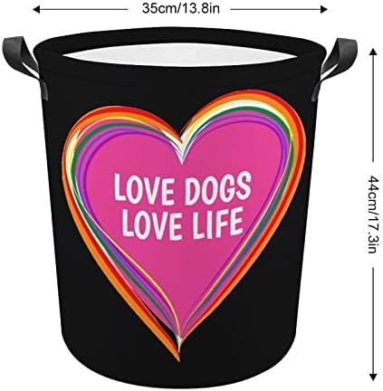 Amor cães amor vida corarte lavanderia cesto saco de lavar bolsa de armazenamento colapsível alto com alças