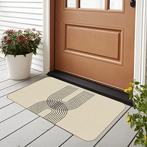 Abstract Boho Line Rainbow Arch Duo meados do século Modern Art Door Mat 17x30 polegadas Indoor Entrada ao ar livre Decoração