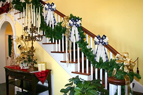 Chegando grande arco de Natal para a grinalda, arcos de algodão branco azul para a decoração da caça da parede da porta da frente,