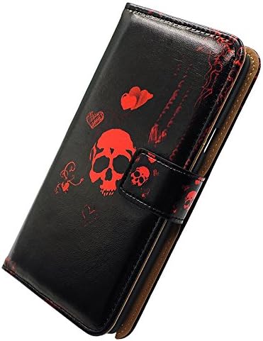 Bcov Galaxy S20 FE 5G Case, Red Skull Heart Padrão de couro Caixa Caixa de casca de capa com porta -caça -níqueis