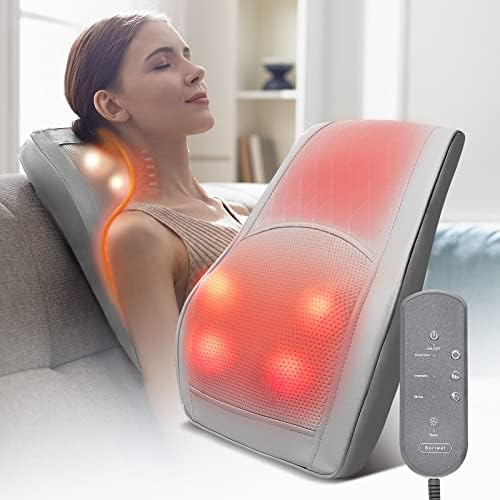 Massageador de pescoço e ombro com calor, massageadores para pescoço e costas, travesseiro de massagem Shiatsu com tecido profundo em 3D amassando por pernas traseiras Pernas para o pé da dor do corpo Alívio, carro de escritório, presente para mamãe e papai