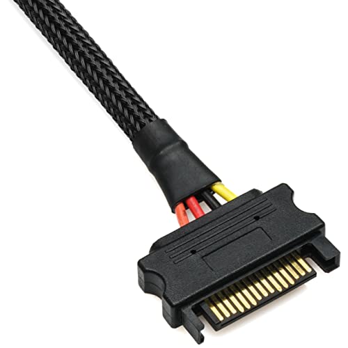 CRJ 15 pinos SATA Power para Molex periférico de 4 pinos de 4 pinos com cabo de adaptador de divisor Y com mangas Y