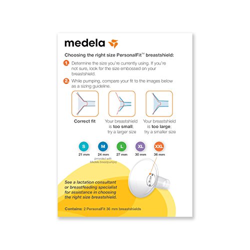 Medela PersonalFit Breast Shields, 2 pacote de flanges de bomba de mama de 36 mm xx, peças de reposição autênticas,