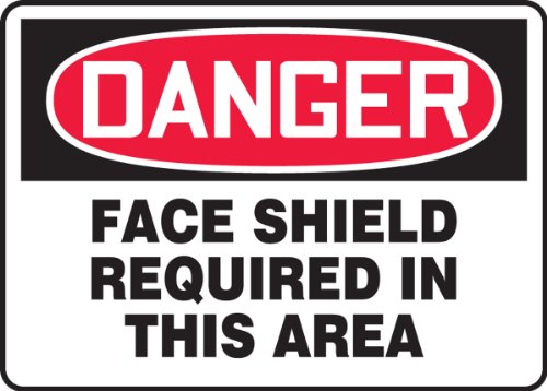 ACCUFORM MPPE029VP SINAL, Danger Face Shield necessária nesta área, 10 Comprimento x 14 largura x 0,055 Espessura, plástico, 10