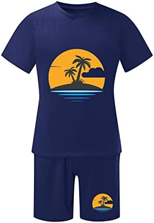 Walldor Mens Summer Summer Athletic Fashion Tropic Impressed Roupfits T-shirts e shorts de cordão de gola alta Transmissão de trajes de tracksuits