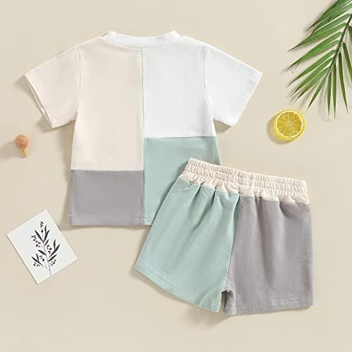 Tikwwyo criança menino Roupas de verão Conjunto de cores Camiseta de manga curta e shorts de cordão drawtring shorts casuais