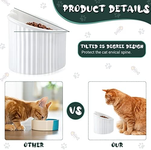 2 PCs Cerâmica Elevou Bowls Tilted elevados Cat Bowls Anti -vômito Bowls de gatos para gatos internos Alimentador de prato