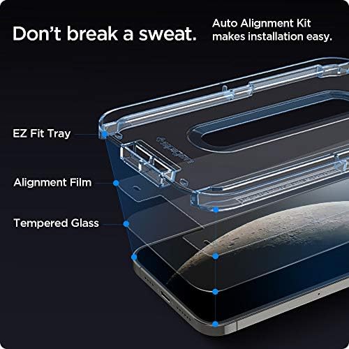 Protetor de tela de vidro temperado Spigen [GLASTR EZ FIT] projetado para iPhone 12 Pro / iPhone 12 - Proteção do sensor / 2 pacote