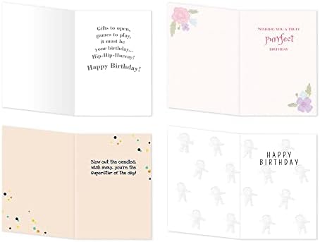 Northern Cards - Boxset de variedade de cartões de cartões de aniversário para crianças - versão 1 - Penguin, gato, elefante,