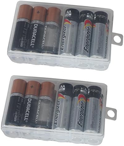 Home-X-Limpe casos de armazenamento de bateria AA, armazenam e organizam baterias em um estojo duro e transparente para facilitar o acesso, cada um se encaixa em até 12 baterias AA