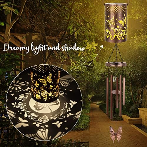 Grãos de vento de borboleta para fora, Presentes de 39 Solar Wind Chimes para Mom Flor Garden Decor Lights, presentes para