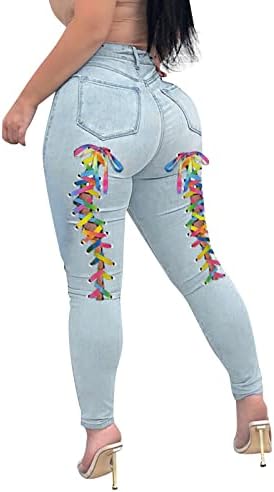 Calça de jeans feminina cortada calça florais calças atléticas femininas calças de vestuário de tamanho grande para mulheres