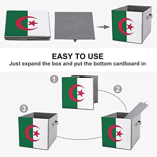 Bandeira da Argélia Grandes Cubos Bins de armazenamento de lona Caixa de armazenamento de lona Organizadores de armários para