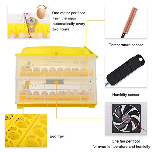 Incubadora de ovo LDQS, incubadora inteligente de grande capacidade digital com controle de ovos e umidade totalmente automática de um controle de 120w para chocar para ovos de pato de galinha