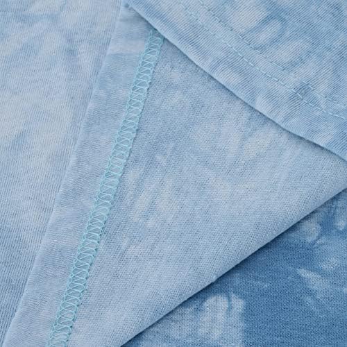 Camisa superior para feminino Fall Summer Roupas Moda de manga curta Gráfico de algodão de algodão solto Dye Tye Dye C2 C2