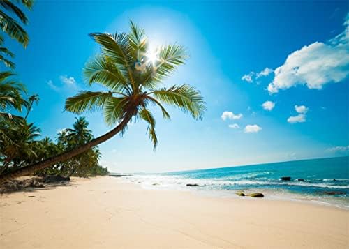 BELECO 15x10ft Tecido Tropical Beach Cenário Tropical Sand Beach Com Palm Trees Ocean Summer Hawaii Phtography Backdrop para